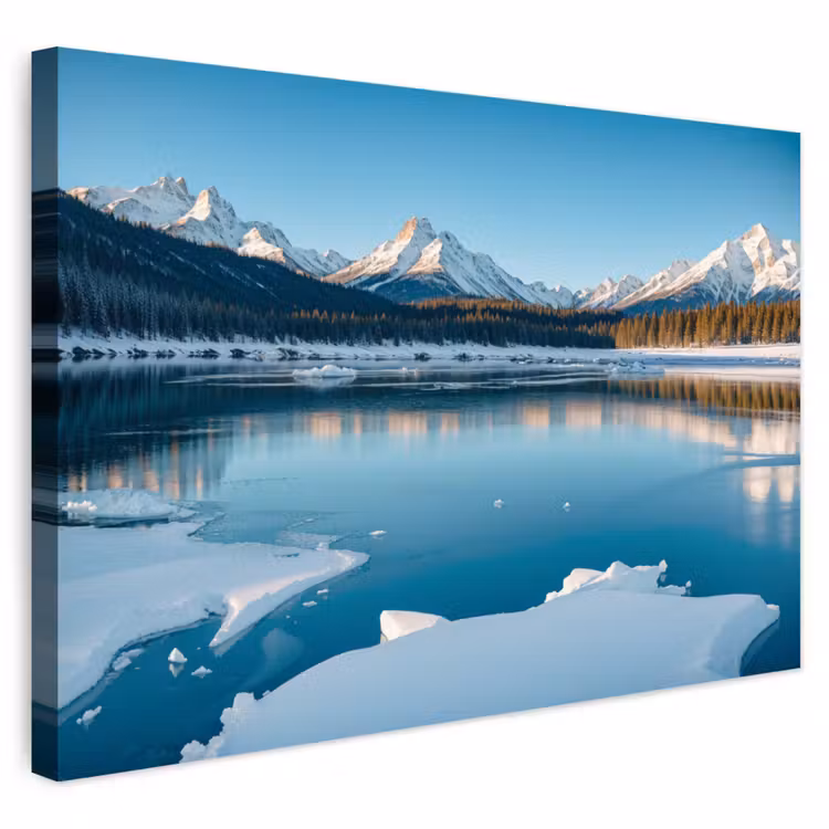 Buiten canvas - Landschap - Winter - Meer - Bergen - Uitzicht - IJs — 1