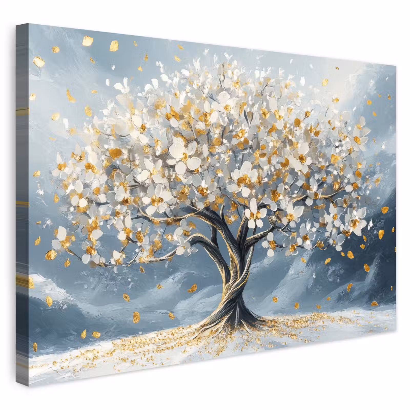 Buiten canvas - Boom - Winter - Levensboom - Modern - Goud — 1