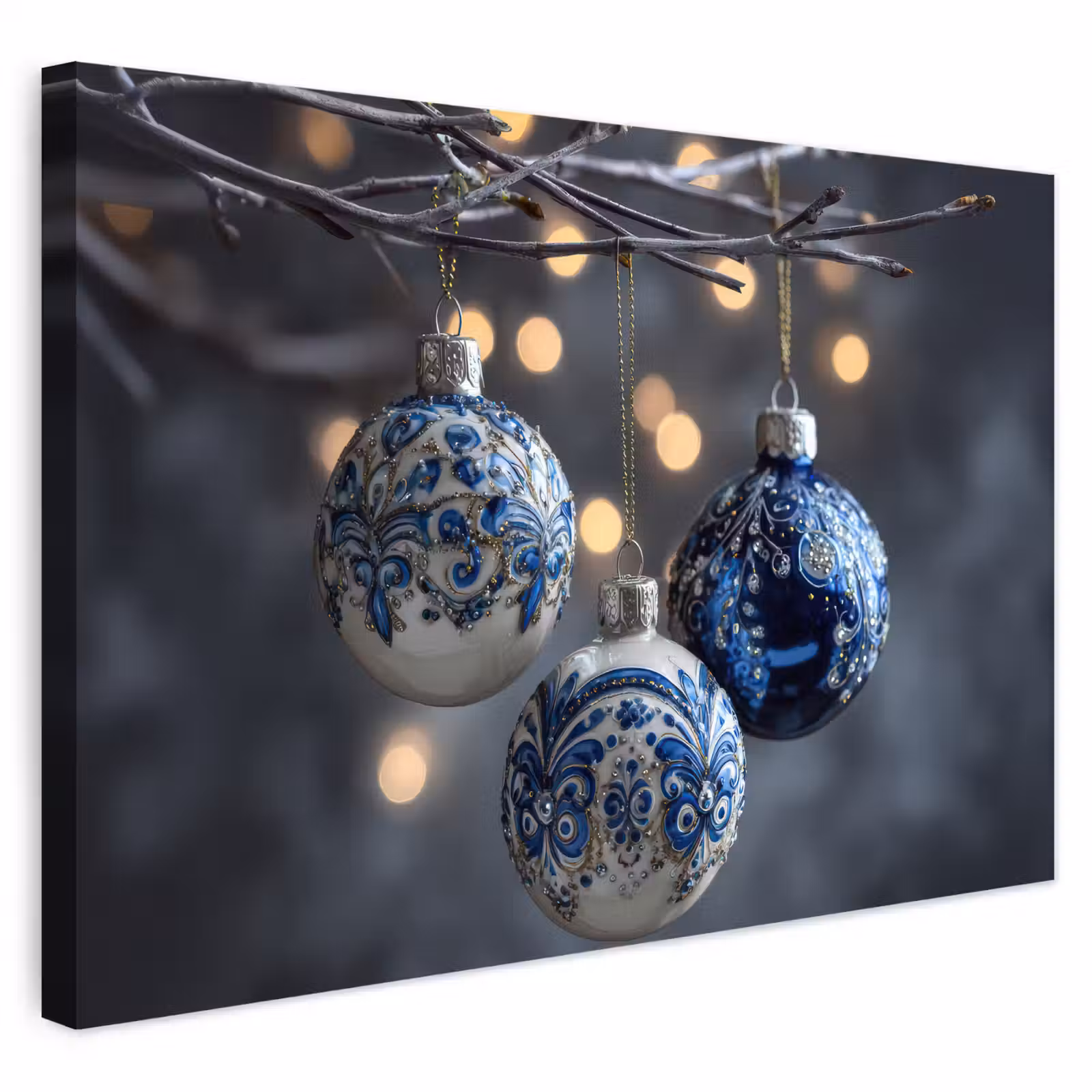 Buiten canvas - Kerstbal - Versierd - Blauw — 1