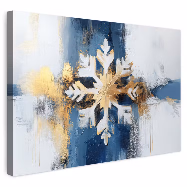 Buiten canvas - Abstract - Winter - Sneeuwvlok - Sneeuw - Goud — 1