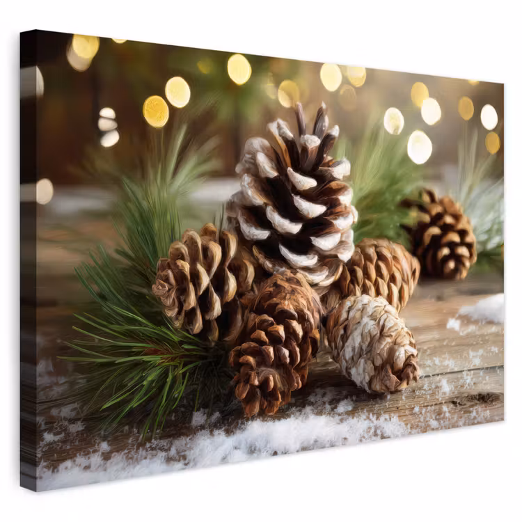 Buiten canvas - Dennenappels - Kerstsfeer - Bruin - Groen — 1