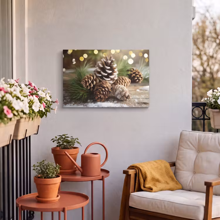 Buiten canvas - Dennenappels - Kerstsfeer - Bruin - Groen — 3