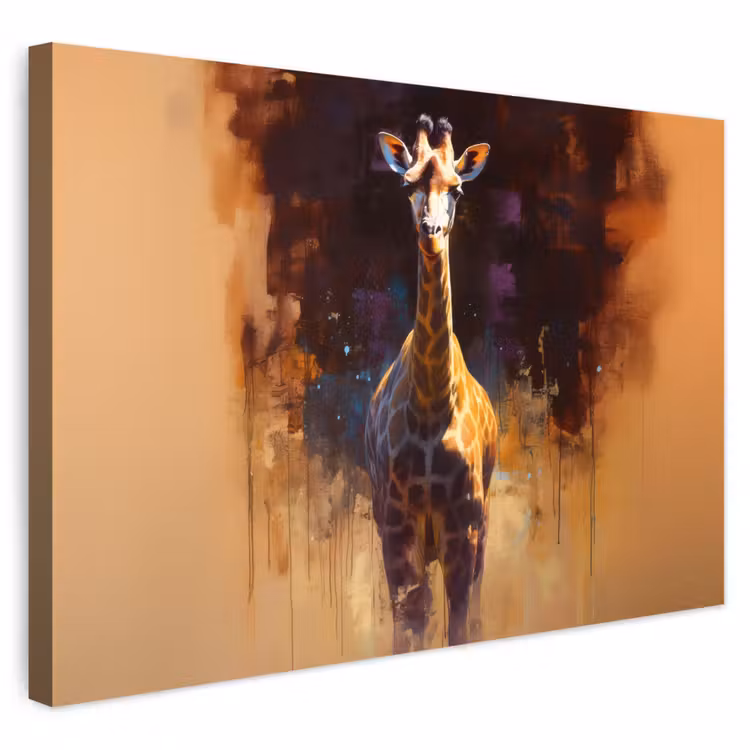 Buiten canvas - Giraf - Bruin - Abstract - Geschilderd — 1