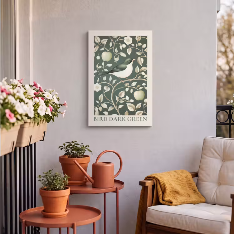 Buiten canvas - Groen - Vogel - Bloemen — 4