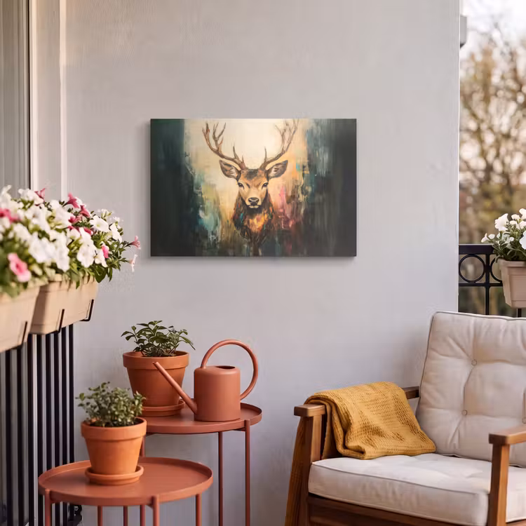 Buiten canvas - Hert - Geverfd - Gewei - Bruin — 4