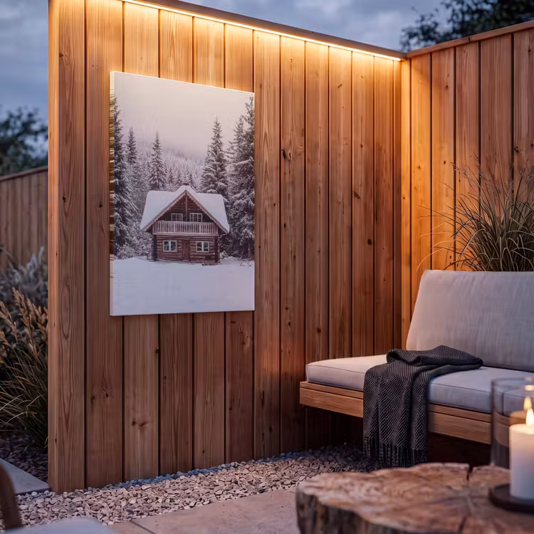 Buiten canvas - Huis - Bos - Winter - Natuur - Sneeuw — 4