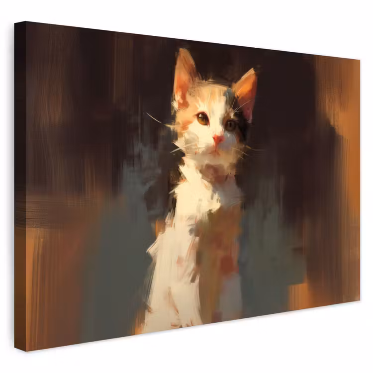 Buiten canvas - Kat - Geschilderd - Artistiek - Wit — 1