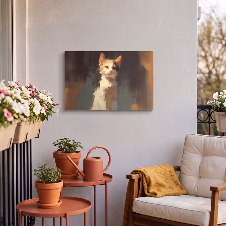 Buiten canvas - Kat - Geschilderd - Artistiek - Wit — 4