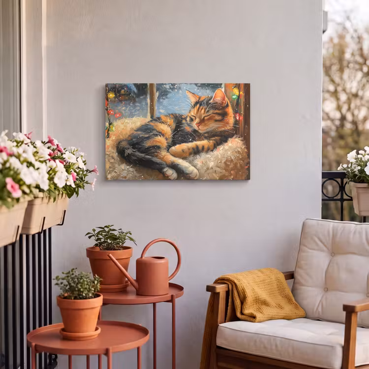 Buiten canvas - Kat - Kerst - Winter - Dier — 4