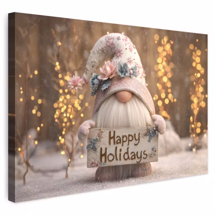 Buiten canvas - Kerst - Gnome - Bord - Kleurrijk — 1