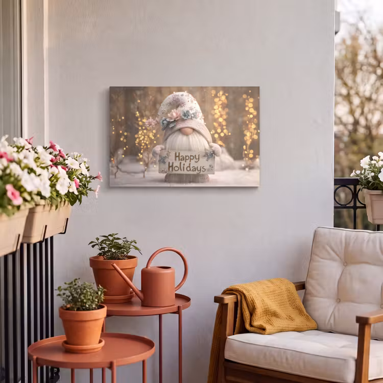 Buiten canvas - Kerst - Gnome - Bord - Kleurrijk — 3