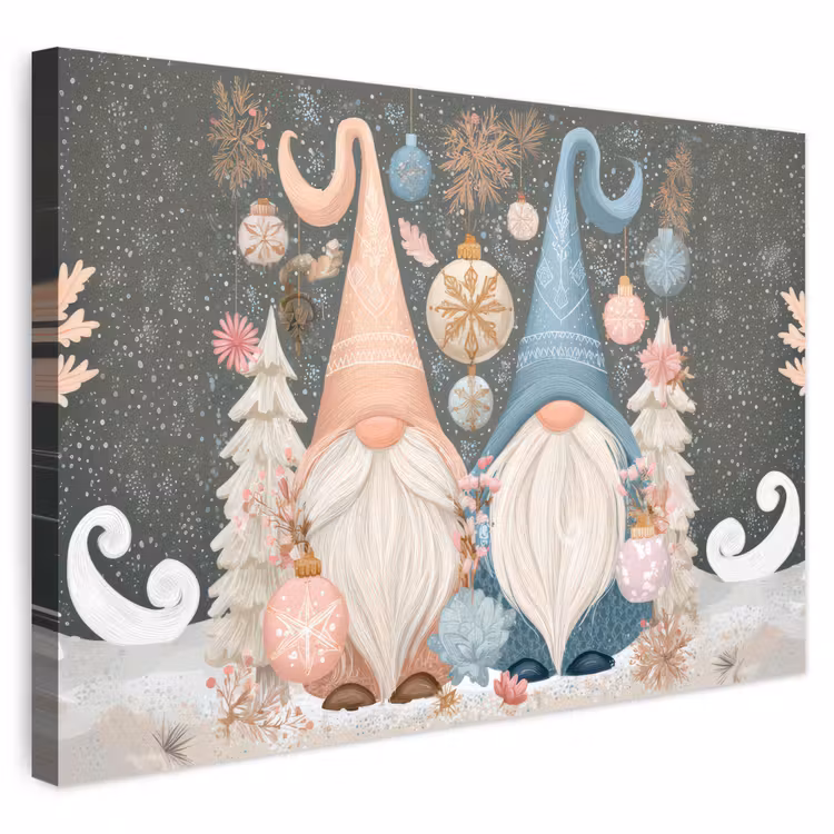 Buiten canvas - Kerst - Gnomen - Pastel — 1