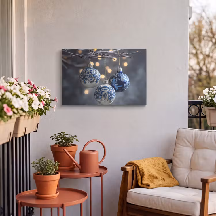 Buiten canvas - Kerstbal - Versierd - Blauw — 3