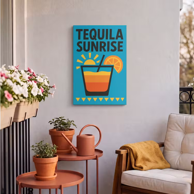 Buiten canvas - Illustratie - Tequila - Glas - Blauw — 4