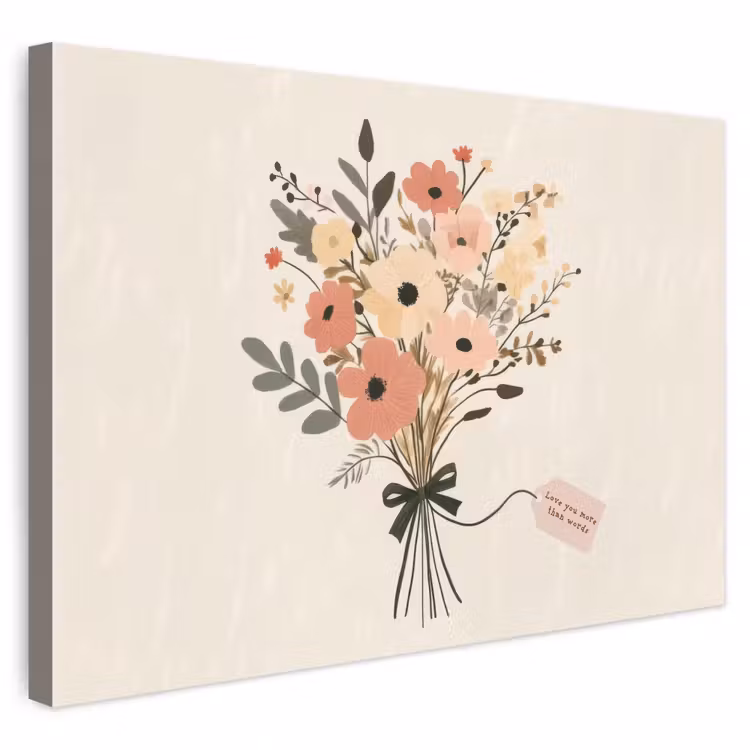 Buiten canvas - Bloemen - Quote - Beige - Lint — 1