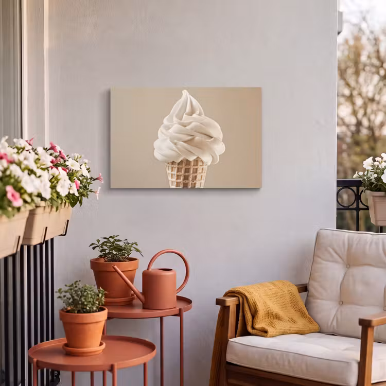 Buiten canvas - IJs - Softijs - Romig - Hoorntje - Beige — 4