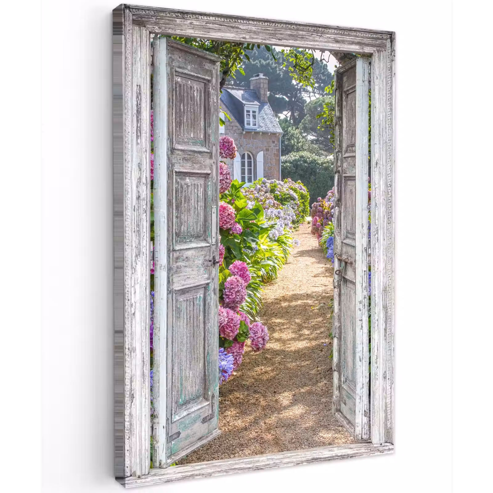 Buiten canvas - Deur naar een bloementuin — 1
