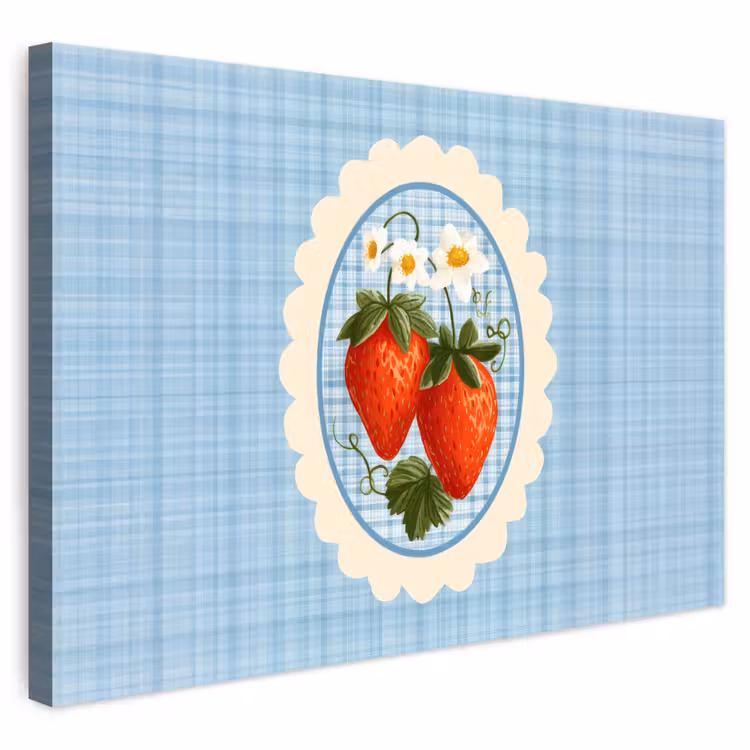 Buiten canvas - Aardbeien - Lijst - Rood - Geruit — 1
