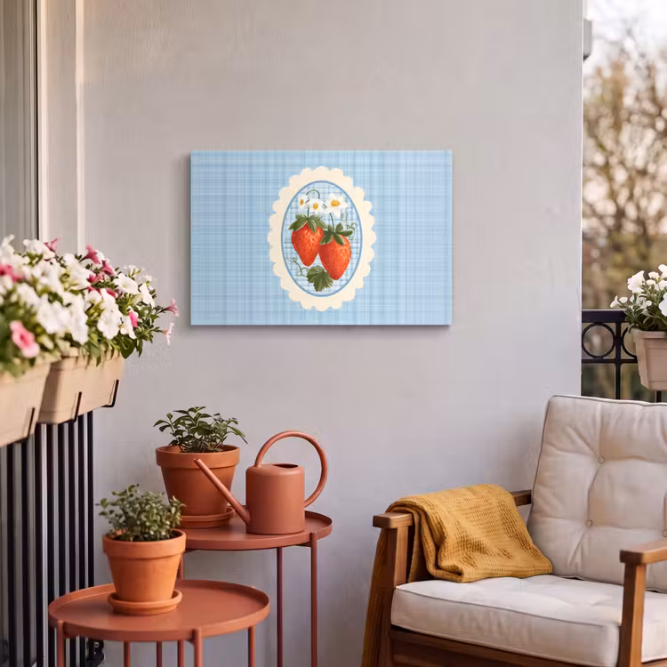 Buiten canvas - Aardbeien - Lijst - Rood - Geruit — 4