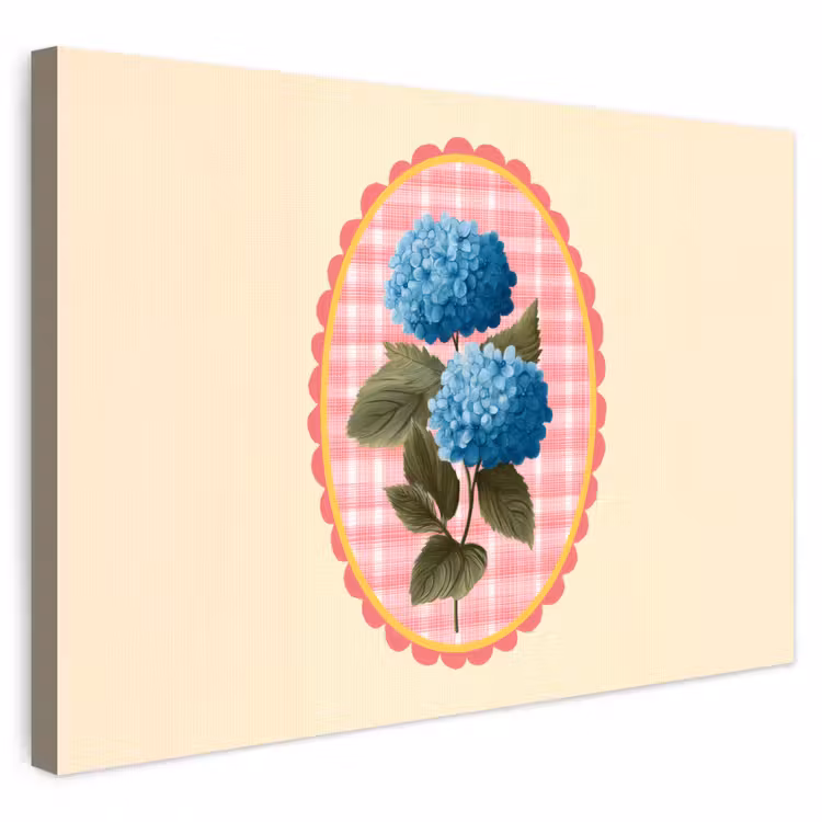 Buiten canvas - Bloemen - Blauw - Lijst - Bladeren — 1