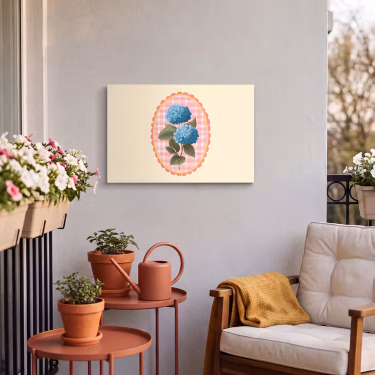 Buiten canvas - Bloemen - Blauw - Lijst - Bladeren — 3