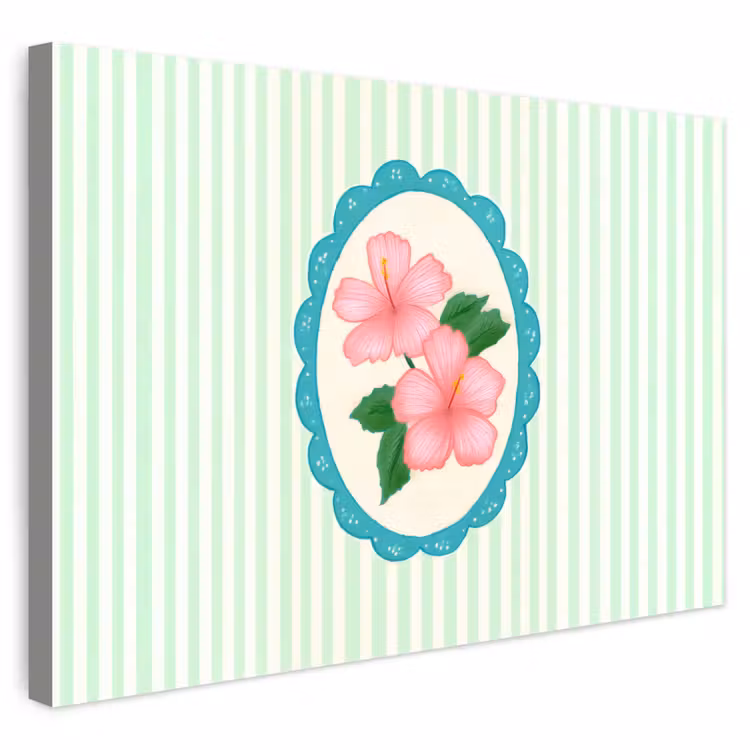 Buiten canvas - Bloemen - Ovaal - Strepen - Groen — 1