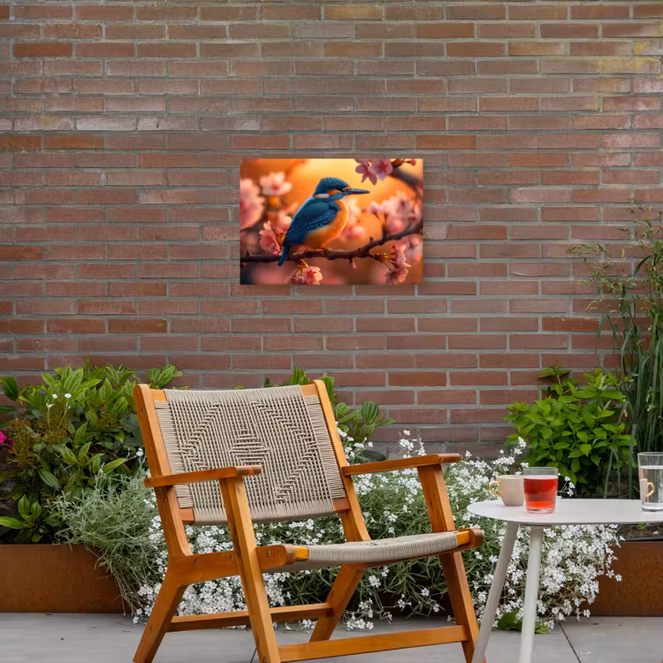 Buiten canvas - IJsvogel in de Bloesemtak — 2