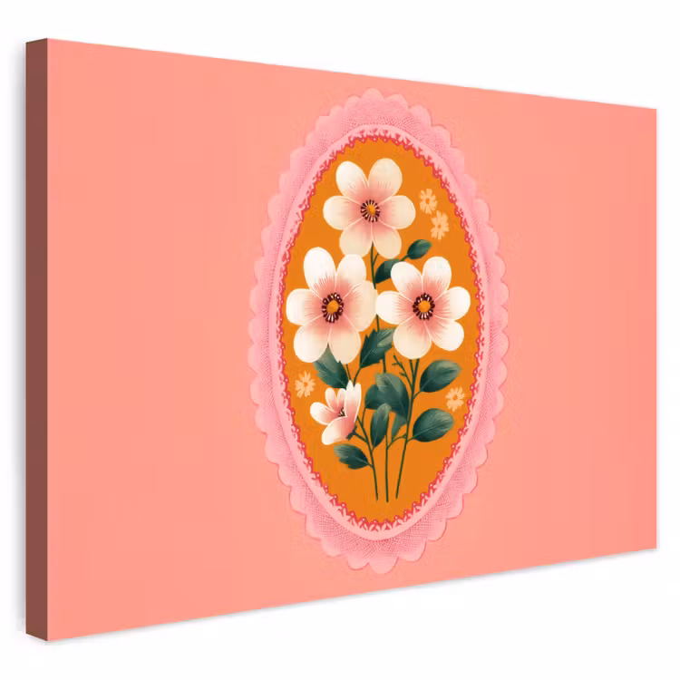 Buiten canvas - Illustratie - Bloemen - Rand - Roze — 1