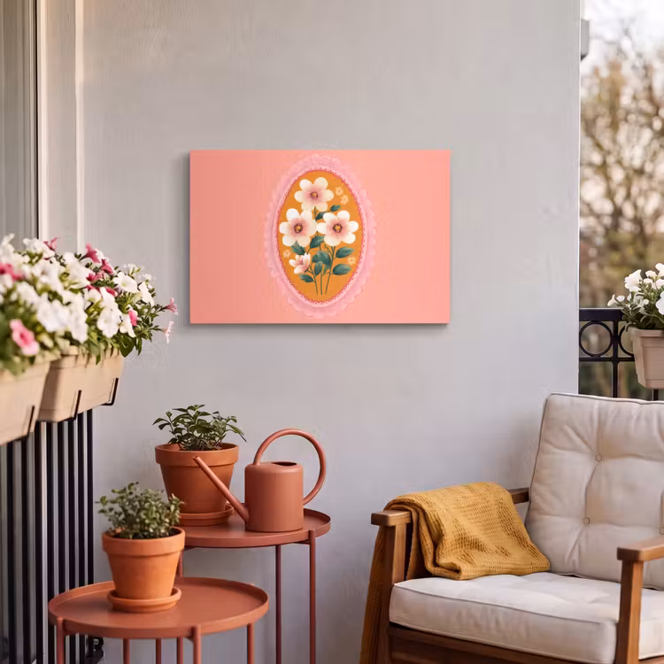 Buiten canvas - Illustratie - Bloemen - Rand - Roze — 3
