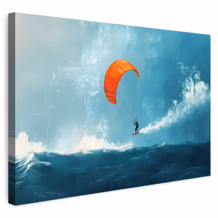 Buiten canvas - Kitesurfer - Oranje - Zee - Lucht — 1