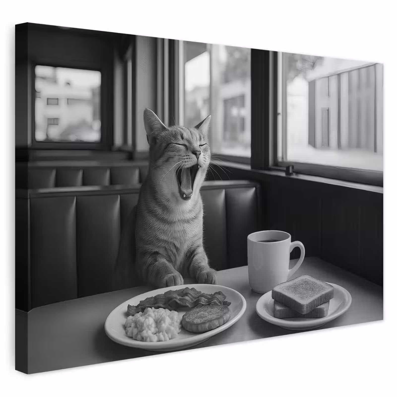 Buiten canvas - Kat - Koffie - Brood - Zwart — 1
