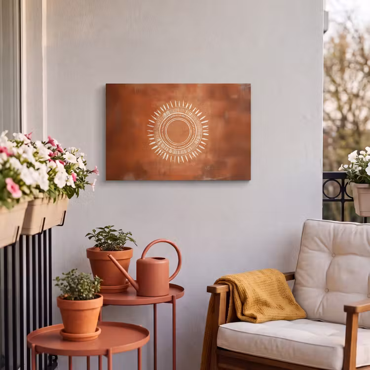 Buiten canvas - Abstract - Lijnen - Zonnestralen - Roodbruin — 3