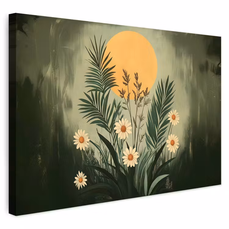 Buiten canvas - Bloemen - Bladeren - Zon - Groen — 1