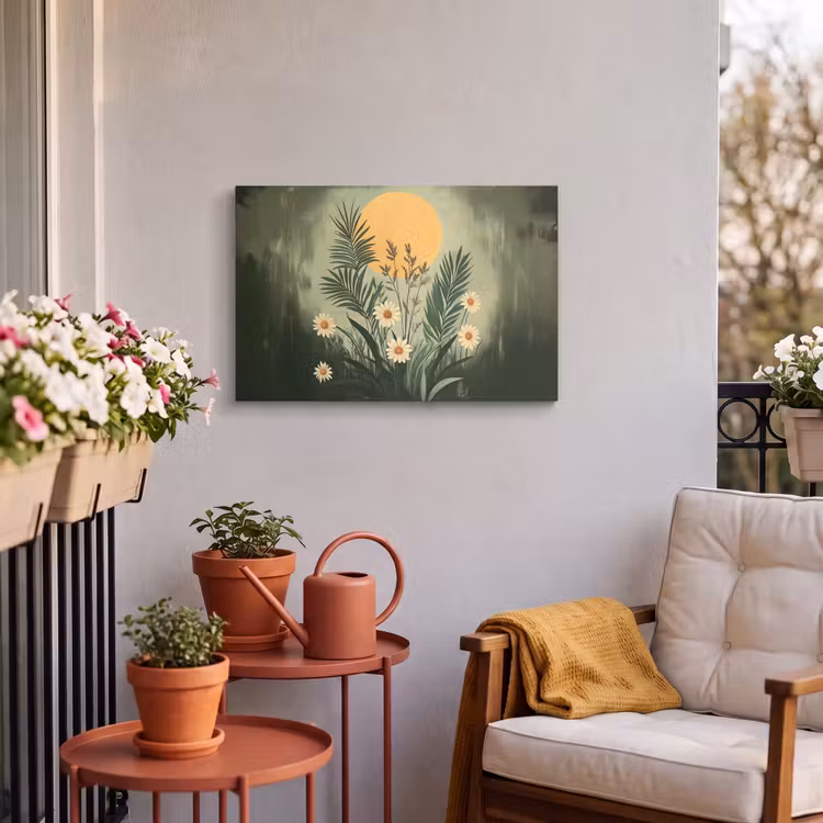 Buiten canvas - Bloemen - Bladeren - Zon - Groen — 4