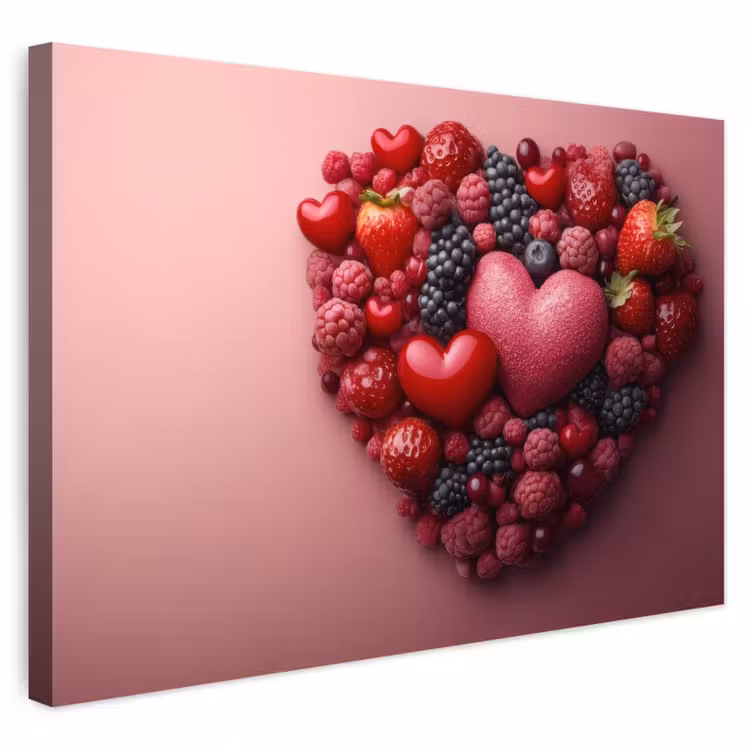 Buiten canvas - Fruit - Hartjes - Aardbeien - Frambozen - Bosbessen — 1