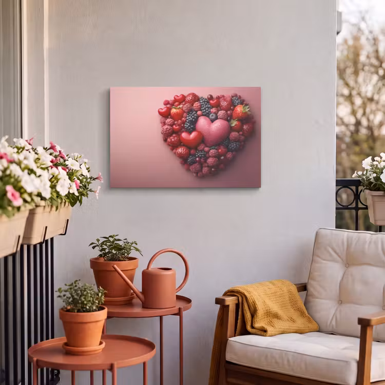 Buiten canvas - Fruit - Hartjes - Aardbeien - Frambozen - Bosbessen — 4