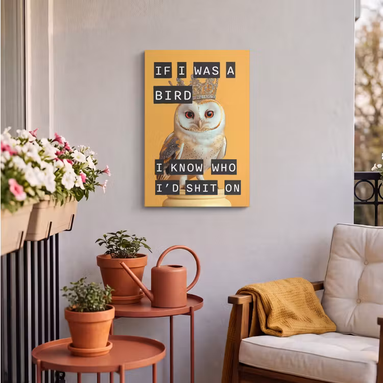 Buiten canvas - Geel - Uil - Vogel - Decoratie — 4