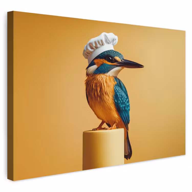 Buiten canvas - Ijsvogel - Pilaar - Koksmuts - Vogel — 1