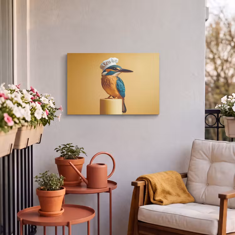 Buiten canvas - Ijsvogel - Pilaar - Koksmuts - Vogel — 4