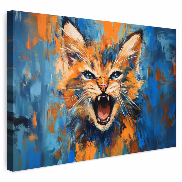 Buiten canvas - Kat - Kleurrijk - Oranje - Blauw — 1