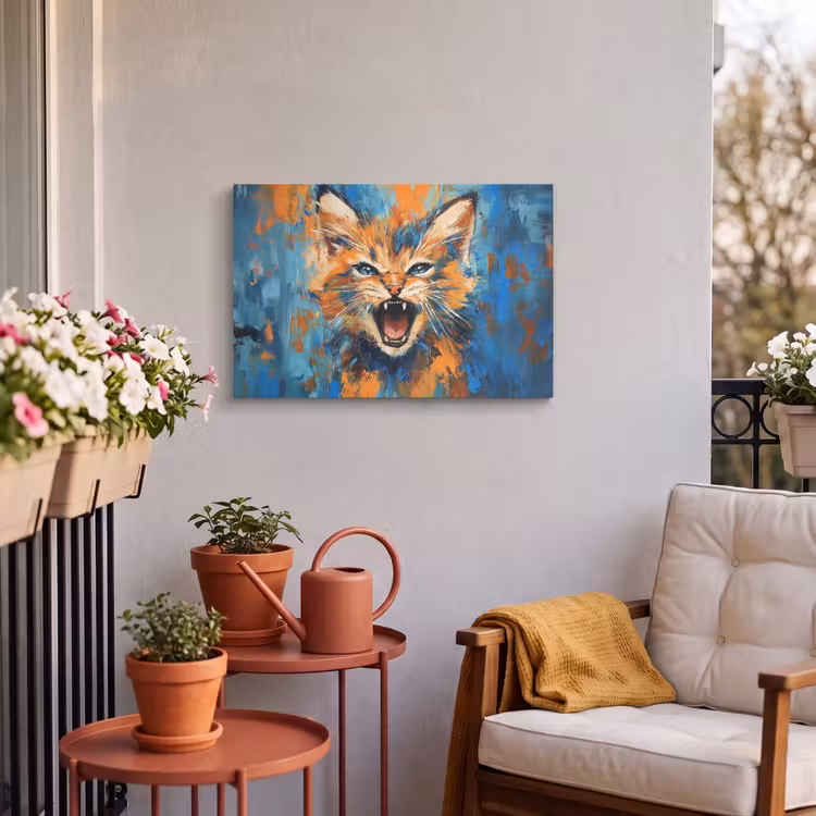 Buiten canvas - Kat - Kleurrijk - Oranje - Blauw — 3