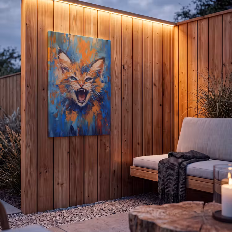 Buiten canvas - Kat - Kleurrijk - Oranje - Blauw — 4