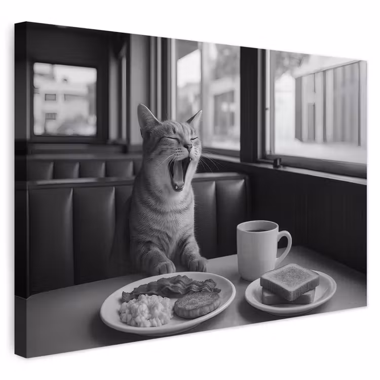 Buiten canvas - Kat - Koffie - Brood - Zwart — 1