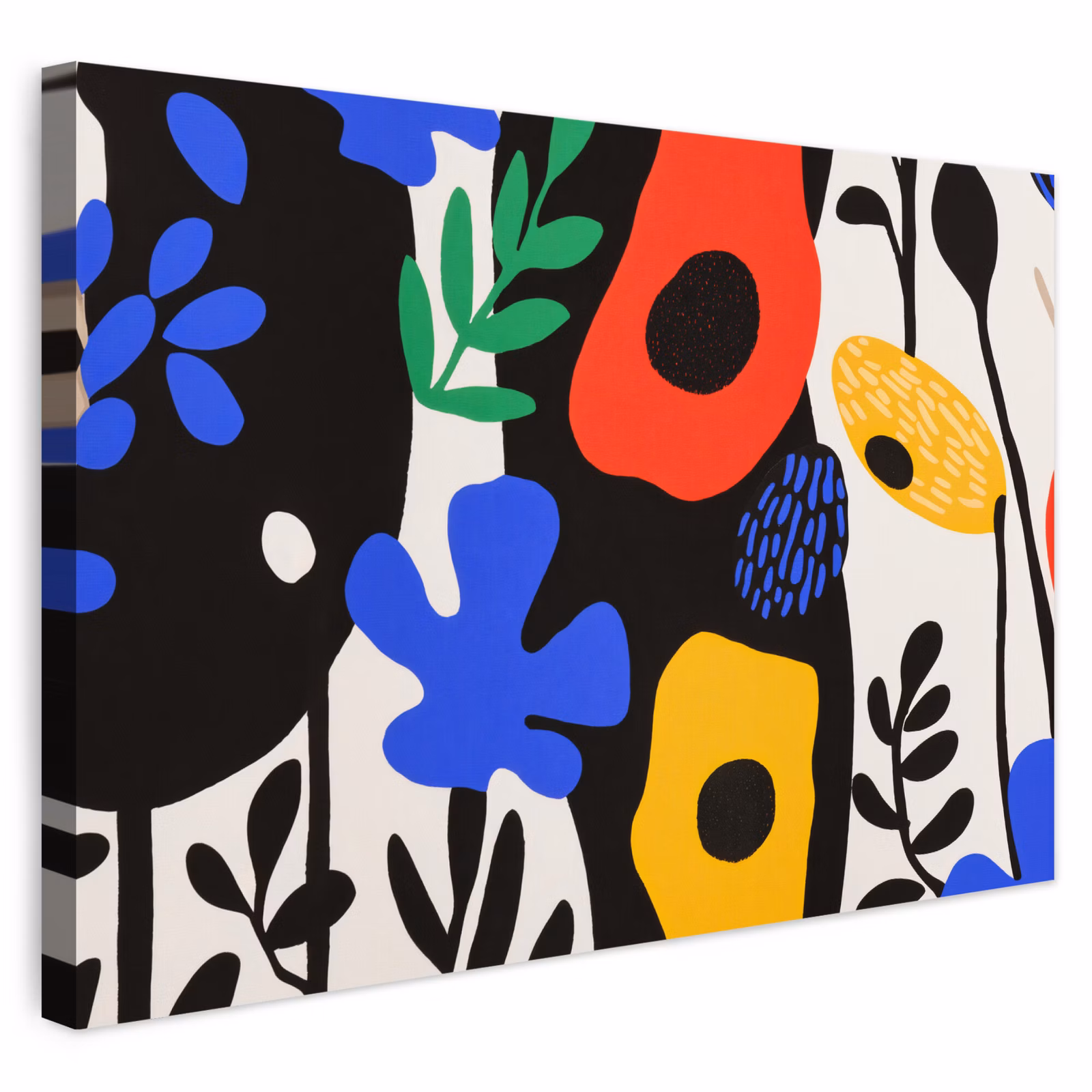 Buiten canvas - Bloemen - Bladeren - Abstract - Zwart — 1