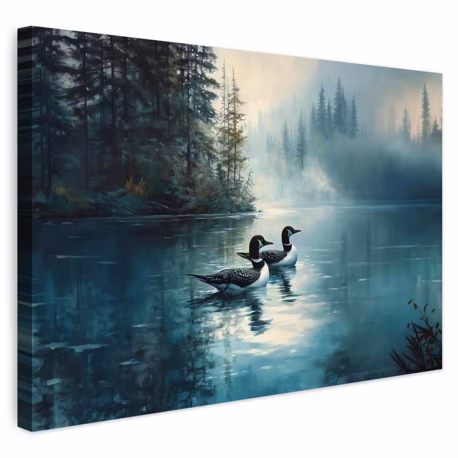 Buiten canvas - Bos - Water - Eenden - Mistig — 1