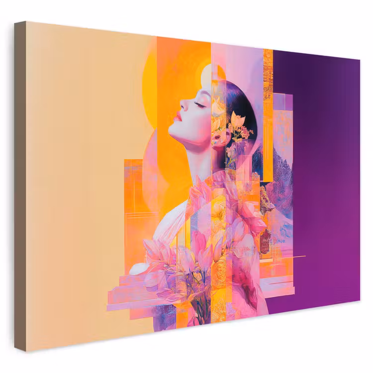 Buiten canvas - Abstract - Portret - Vrouw - Kleurrijk — 1