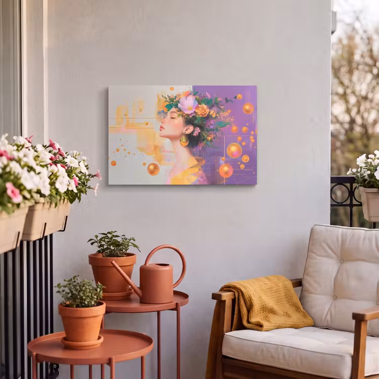 Buiten canvas - Abstract - Vrouw - Bloemenkroon - Goud — 4