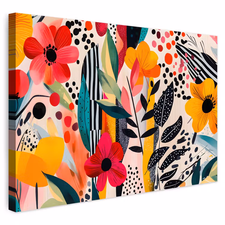 Buiten canvas - Bloemen - Bladeren - Abstract - Kleurrijk — 1