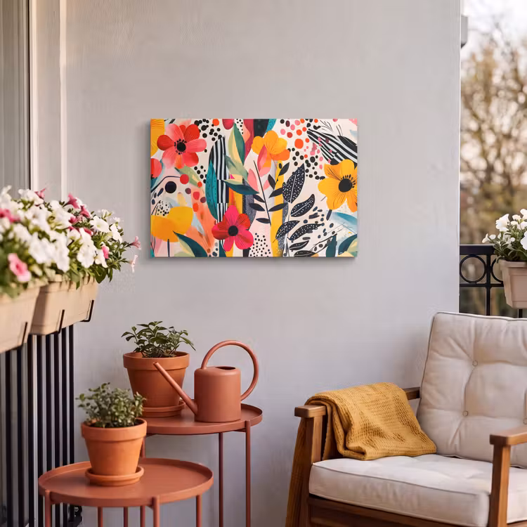 Buiten canvas - Bloemen - Bladeren - Abstract - Kleurrijk — 3