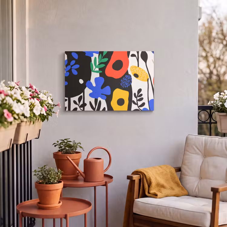 Buiten canvas - Bloemen - Bladeren - Abstract - Zwart — 4